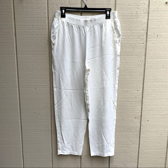 Vintage Nordstrom Town Square Silky tapered creamy white trouser Sz L women’s - Picture 1 of 13
